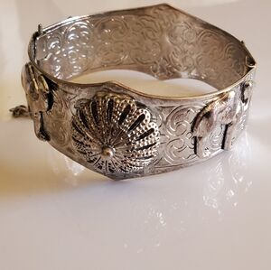 Vtg. Egyptian Style Hinged Bangle Bracelet